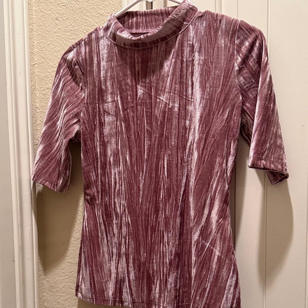 Pilcro Women's Velvet Mock Neck Top in Dusty Rose